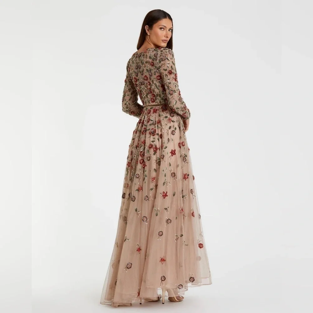 Mac Duggal 5533 Embellished High Neck Long Sleeve A Line Gown - Picture 4 of 14